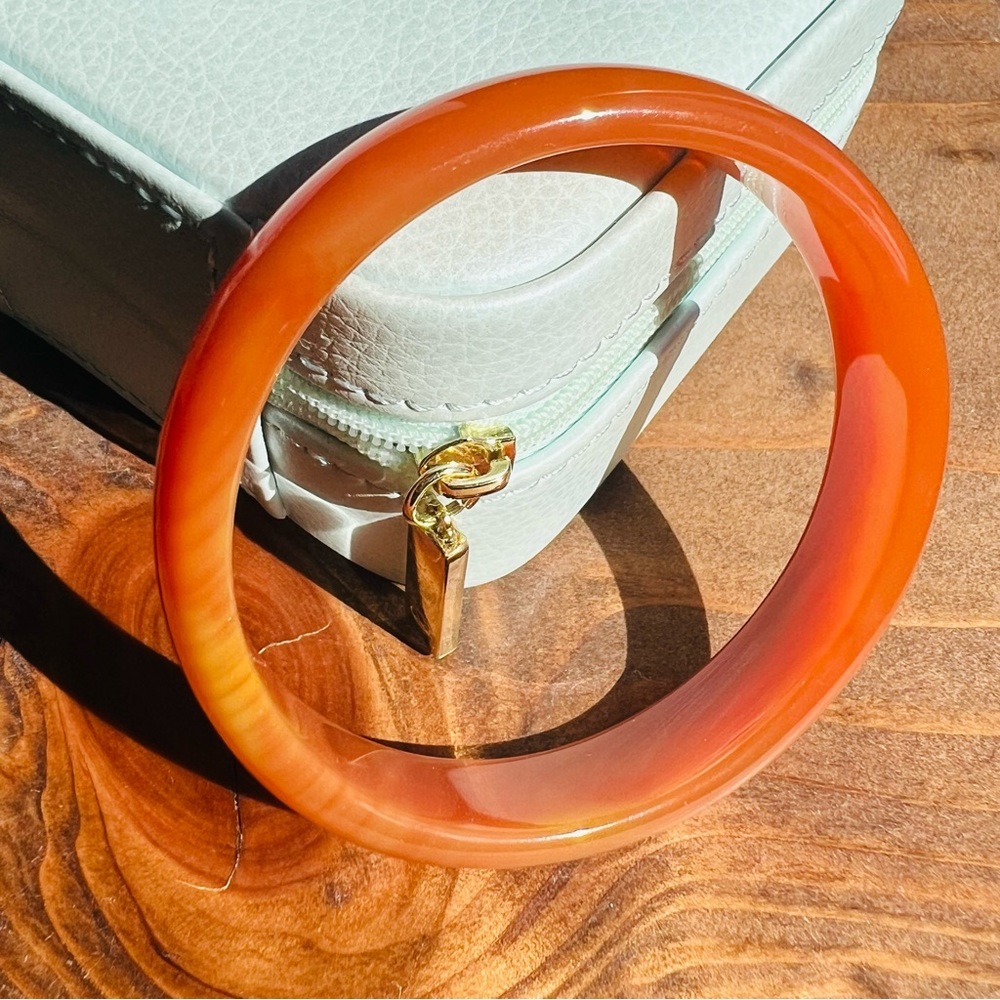 Genuine Carnelian Agate Bangle / Bracelet
